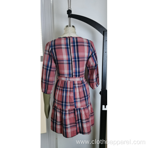 Summer Dresses Ladies Red and White Check Dress